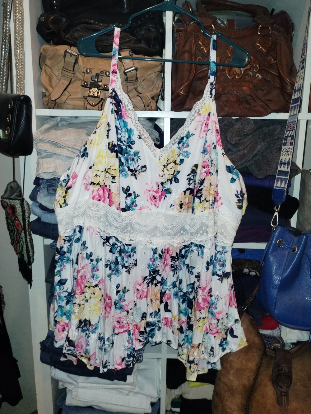 Torrid Floral Lace-Trim Spaghetti Strap Tank Top -5X